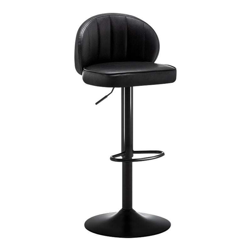 Taburete de bar de acero con respaldo moderno, taburete elevable con cojín de cuero