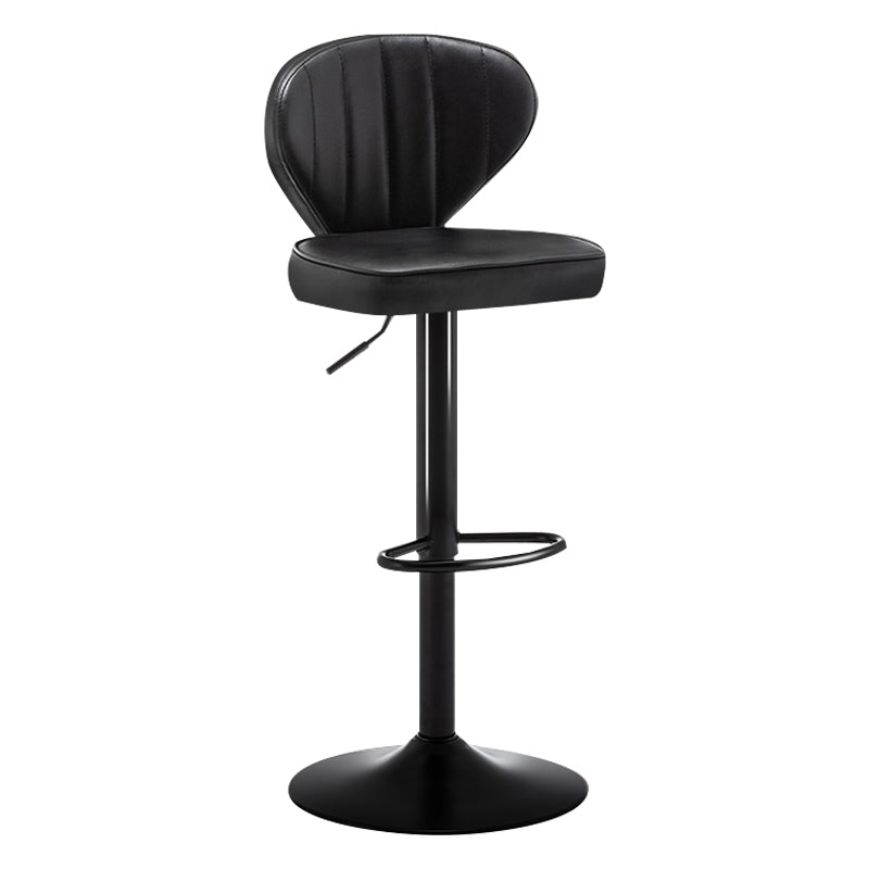 Taburete de bar de acero con respaldo moderno, taburete elevable con cojín de cuero
