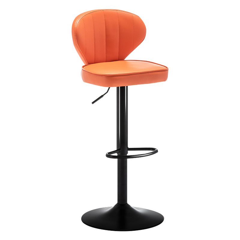 Taburete de bar de acero con respaldo moderno, taburete elevable con cojín de cuero