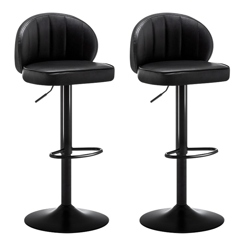 Taburete de bar de acero con respaldo moderno, taburete elevable con cojín de cuero