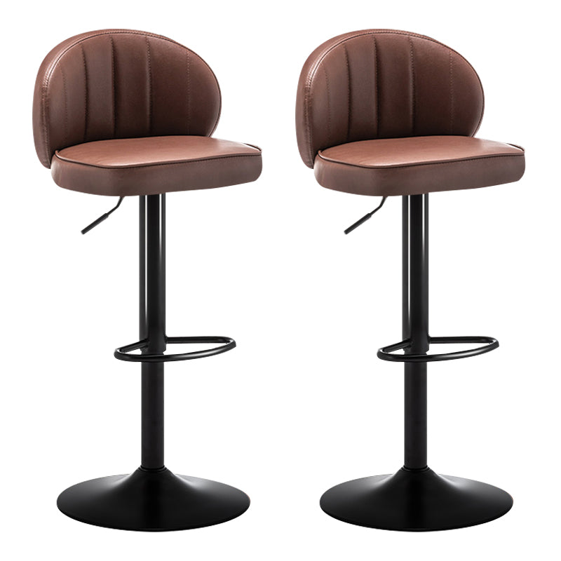 Taburete de bar de acero con respaldo moderno, taburete elevable con cojín de cuero