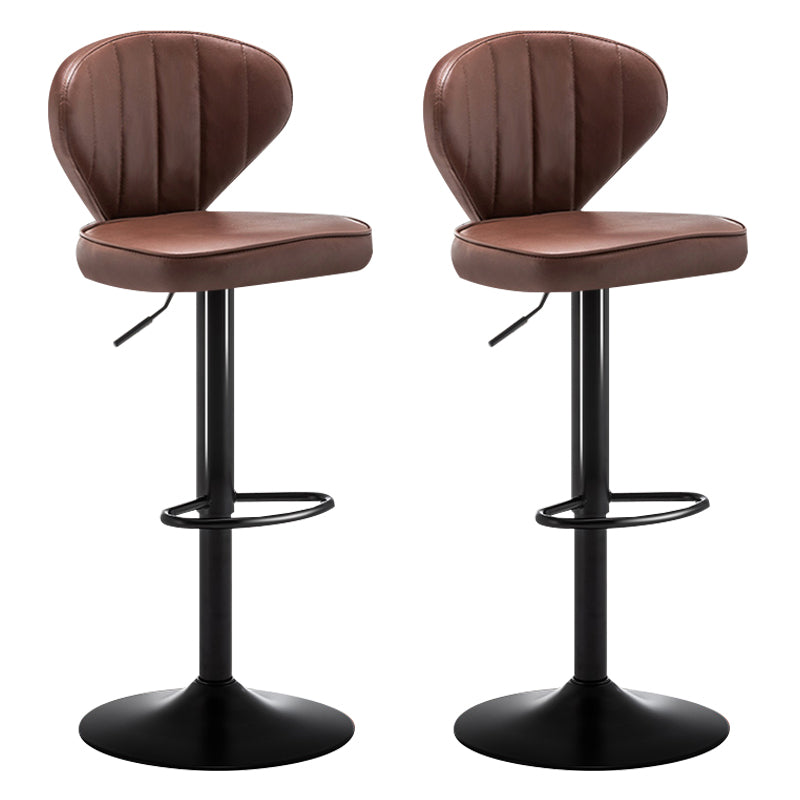 Taburete de bar de acero con respaldo moderno, taburete elevable con cojín de cuero