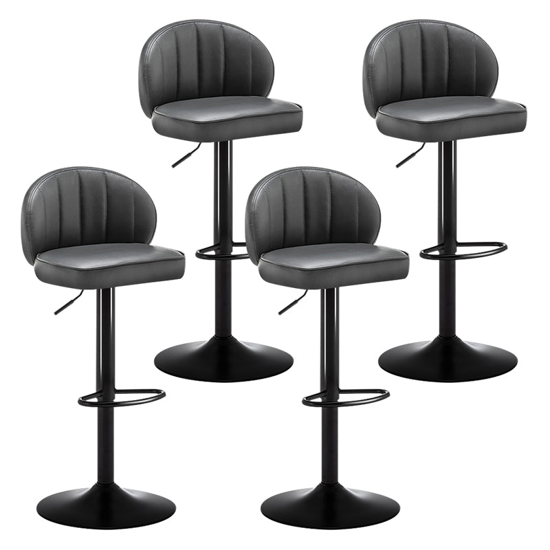 Taburete de bar de acero con respaldo moderno, taburete elevable con cojín de cuero