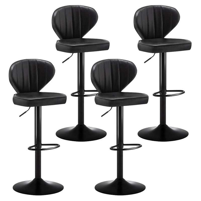 Taburete de bar de acero con respaldo moderno, taburete elevable con cojín de cuero