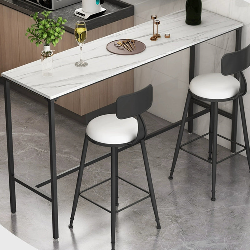 Modern Marble Bar Table with Rectangle Table Top Black Trestle Table - 42" H, Only Table