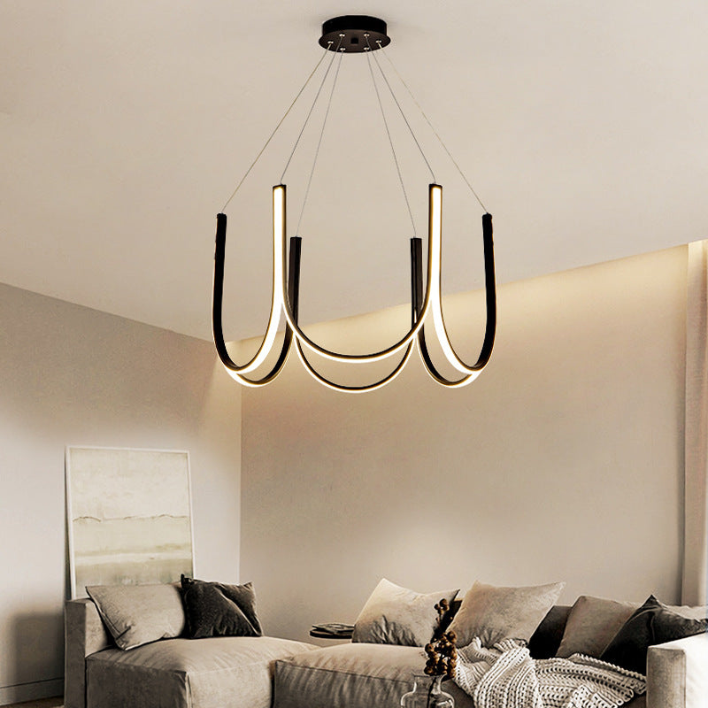 U-Shape Metal Chandelier Light Fixture Modern LED Chandelier Lighting for Living Room