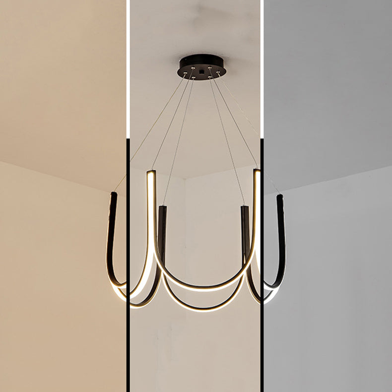 Lámpara de lámpara de metal de forma de U iluminación de lámparas LED modernas para sala de estar