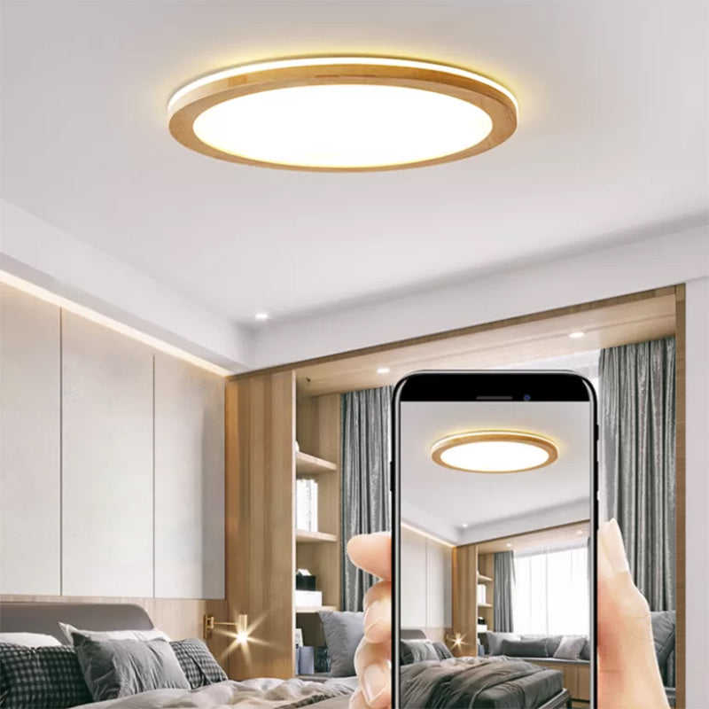 Legno Rotondo Flush Light Light Modern Single Light Flush Massimale Light Fixtures in Brown