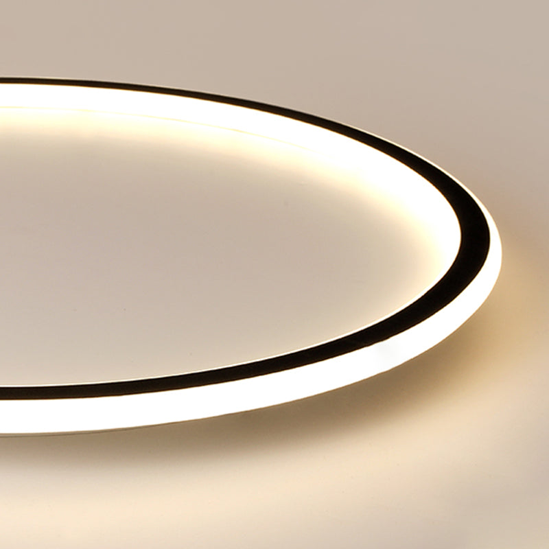 Contemporary Round Flush Light Metal 1 Light Flush Mount Ceiling Fixture in Black