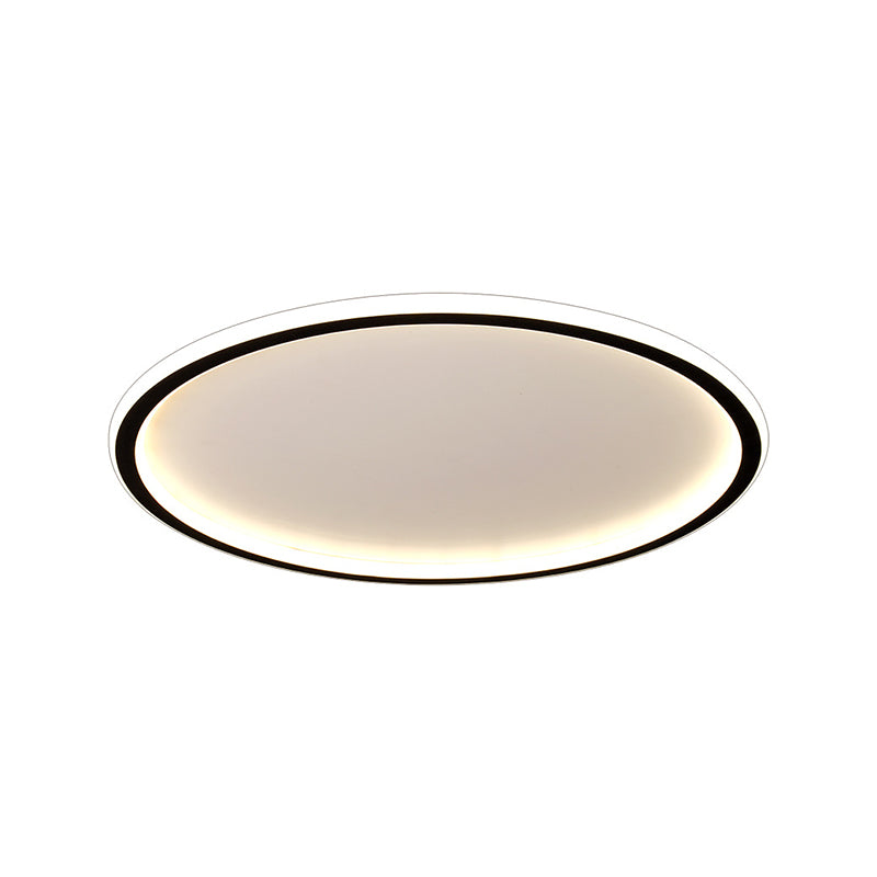 Contemporary Round Flush Light Metal 1 Light Flush Mount Ceiling Fixture in Black