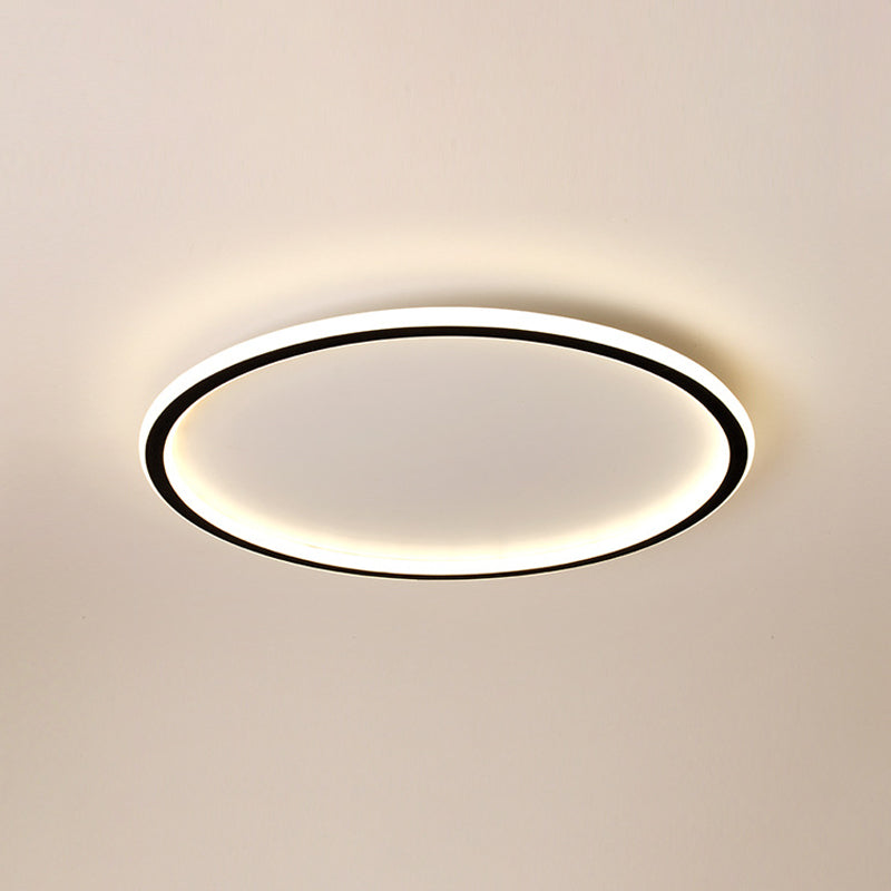 Contemporary Round Flush Light Metal 1 Light Flush Mount Ceiling Fixture in Black