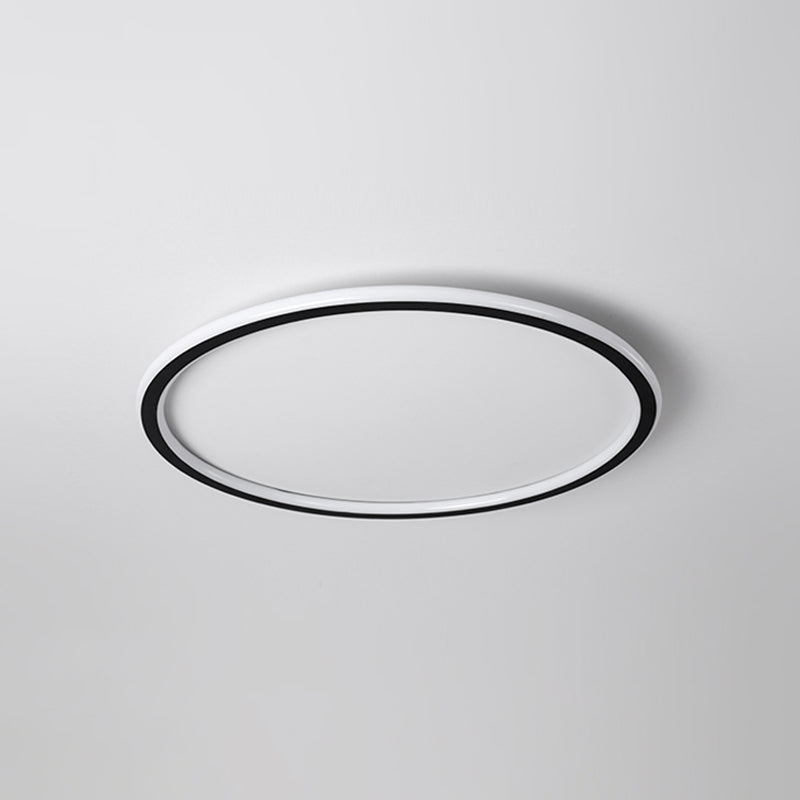 Contemporary Round Flush Light Metal 1 Light Flush Mount Ceiling Fixture in Black