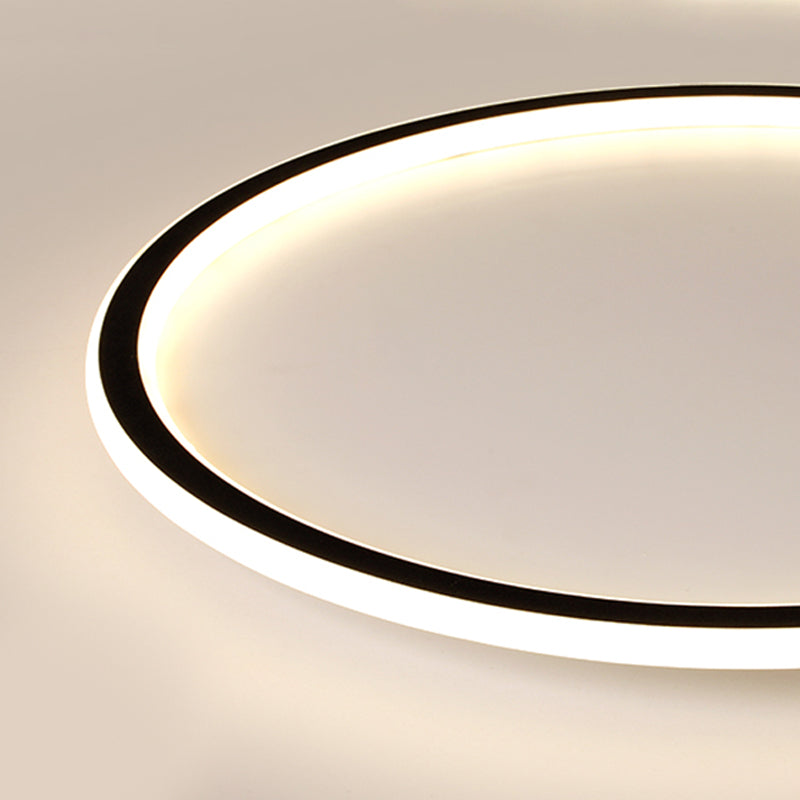 Contemporary Round Flush Light Metal 1 Light Flush Mount Ceiling Fixture in Black