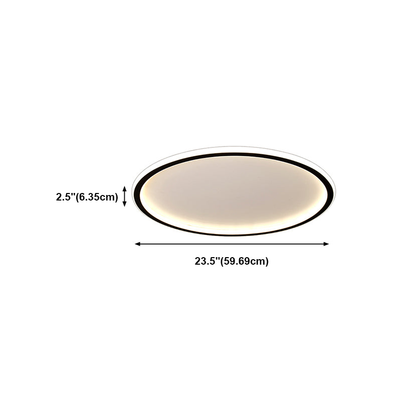 Contemporary Round Flush Light Metal 1 Light Flush Mount Ceiling Fixture in Black