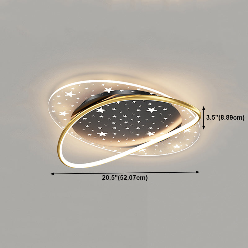 Oval Shape LED Ceiling Lamp Modern Iron 2-Light Flush Mount for Living Room