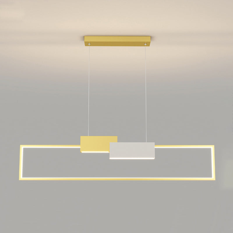 Luces colgantes de forma de rectángulo de estilo contemporáneo accesorios de iluminación de metal