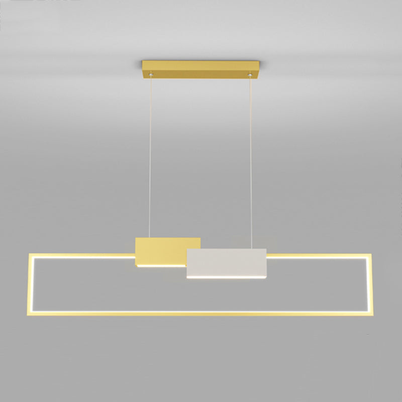 Luces colgantes de forma de rectángulo de estilo contemporáneo accesorios de iluminación de metal