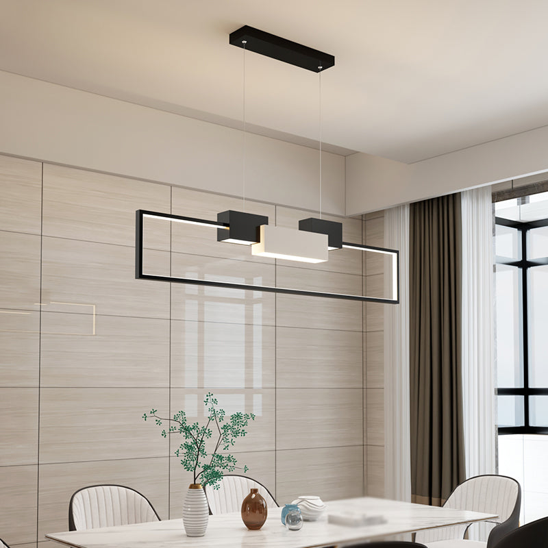 Luces colgantes de forma de rectángulo de estilo contemporáneo accesorios de iluminación de metal