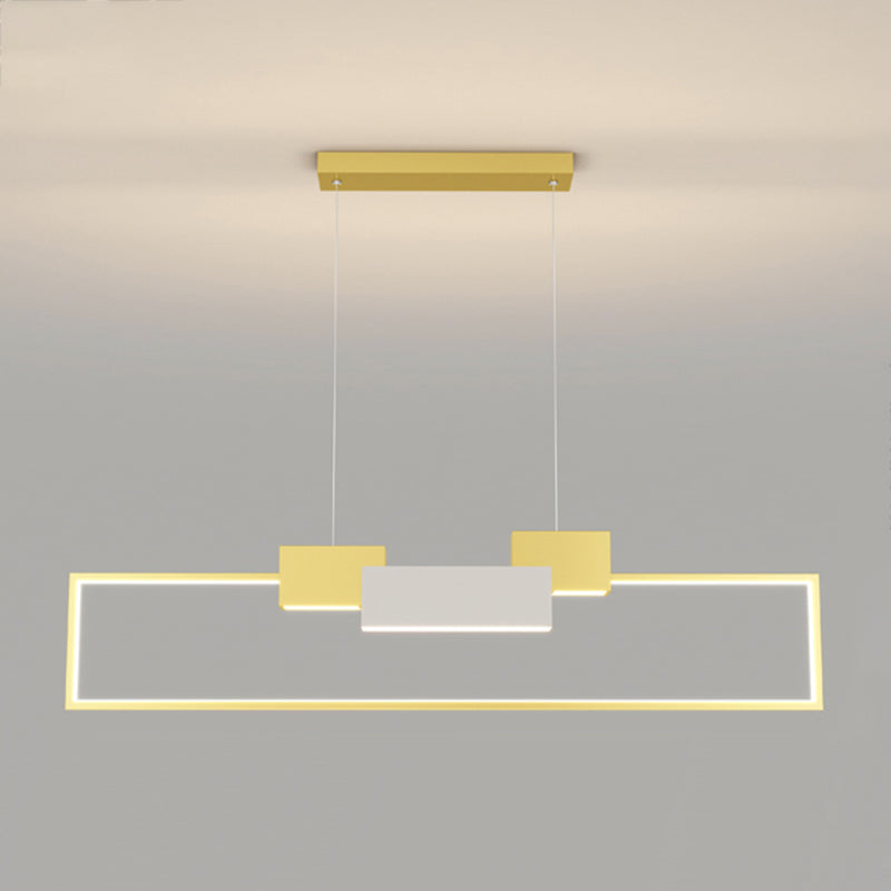 Luces colgantes de forma de rectángulo de estilo contemporáneo accesorios de iluminación de metal