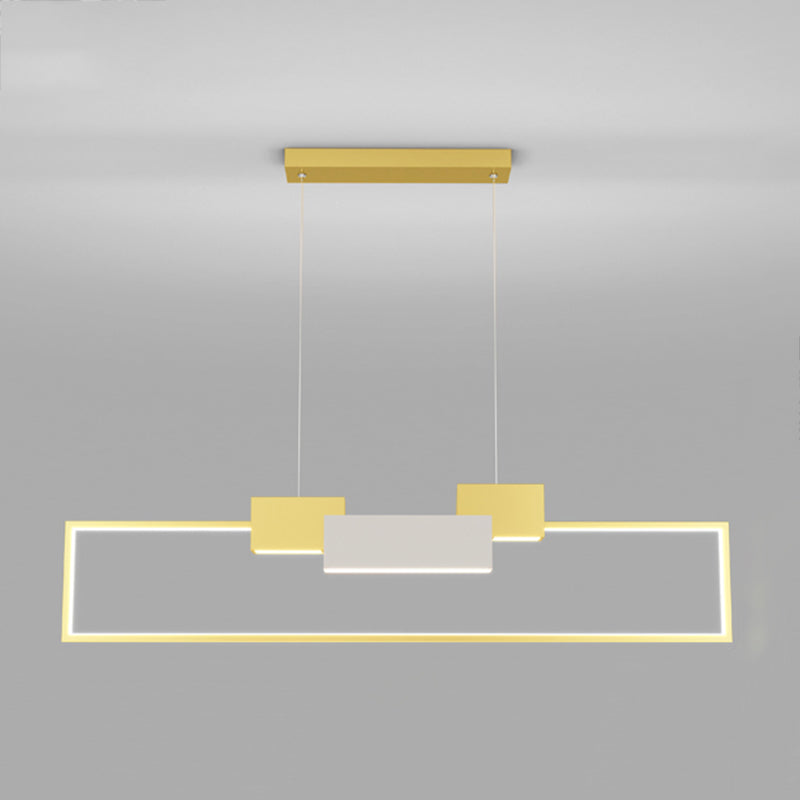 Luces colgantes de forma de rectángulo de estilo contemporáneo accesorios de iluminación de metal