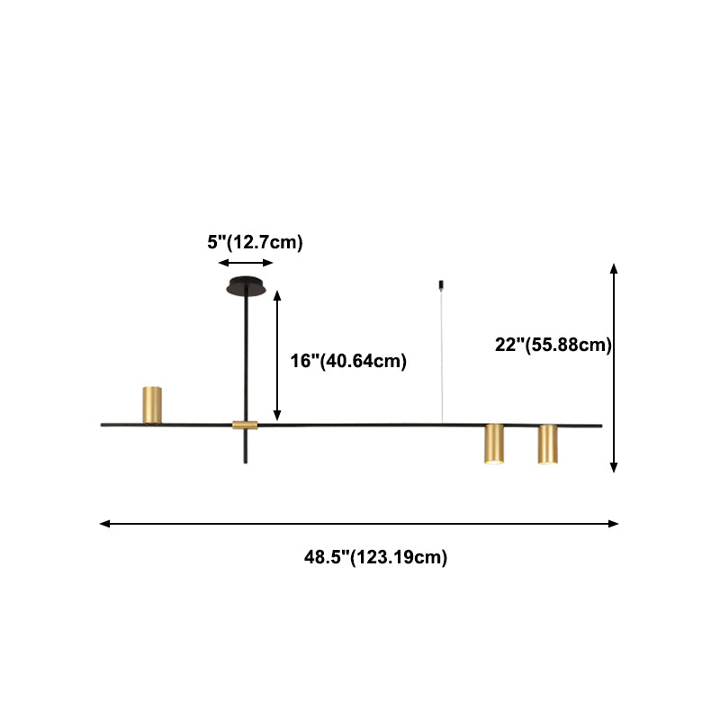 Ideas de iluminación de isla de cilindro de estilo contemporáneo luces colgantes de isla metálica