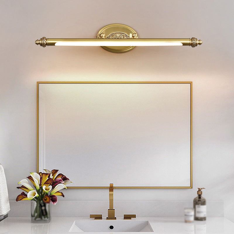 Stile moderno di illuminazione da vanità lineare in metallo 1 funce murale di vanità della luce in oro