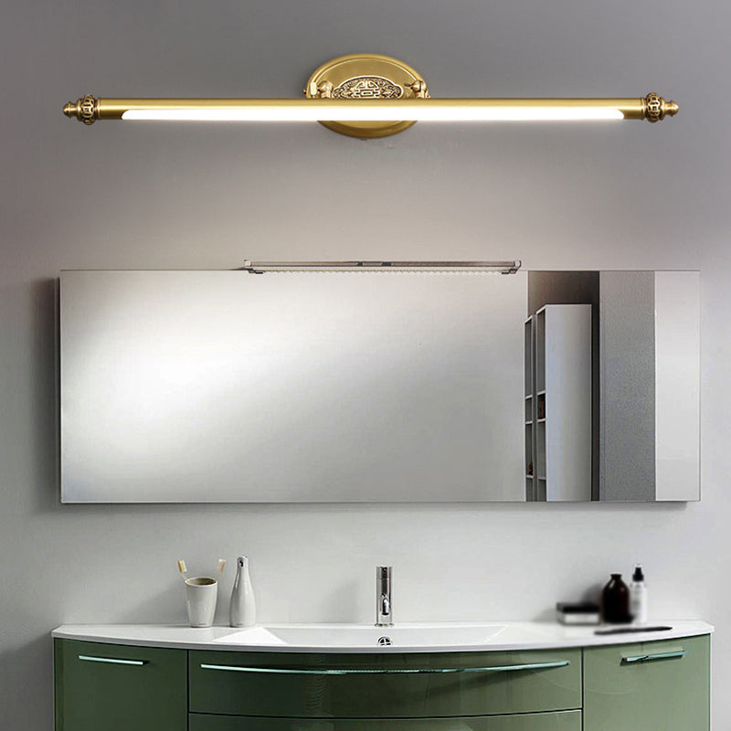 Stile moderno di illuminazione da vanità lineare in metallo 1 funce murale di vanità della luce in oro