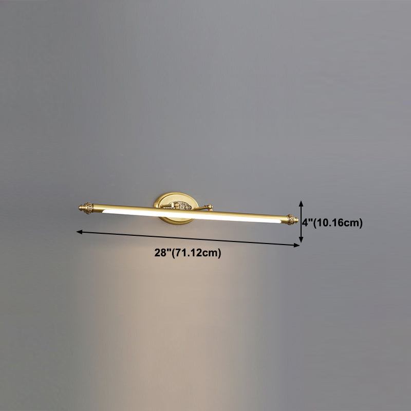 Stile moderno di illuminazione da vanità lineare in metallo 1 funce murale di vanità della luce in oro