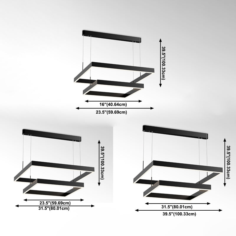 Geometry Shape Hanging Lamp Fixture Modern Style Pendant Lamp in Black for Living Room