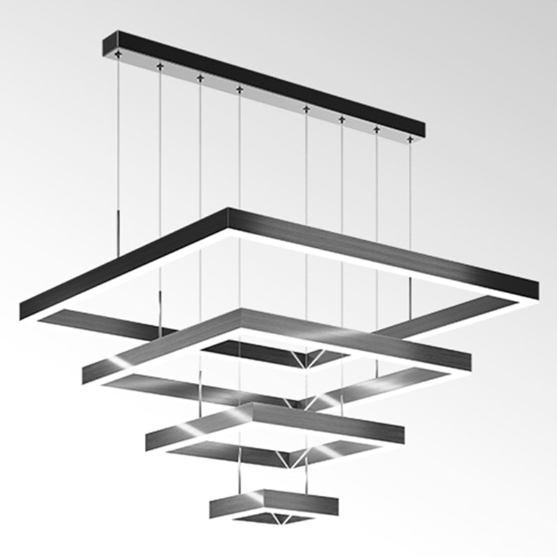 Geometry Shape Hanging Lamp Fixture Modern Style Pendant Lamp in Black for Living Room