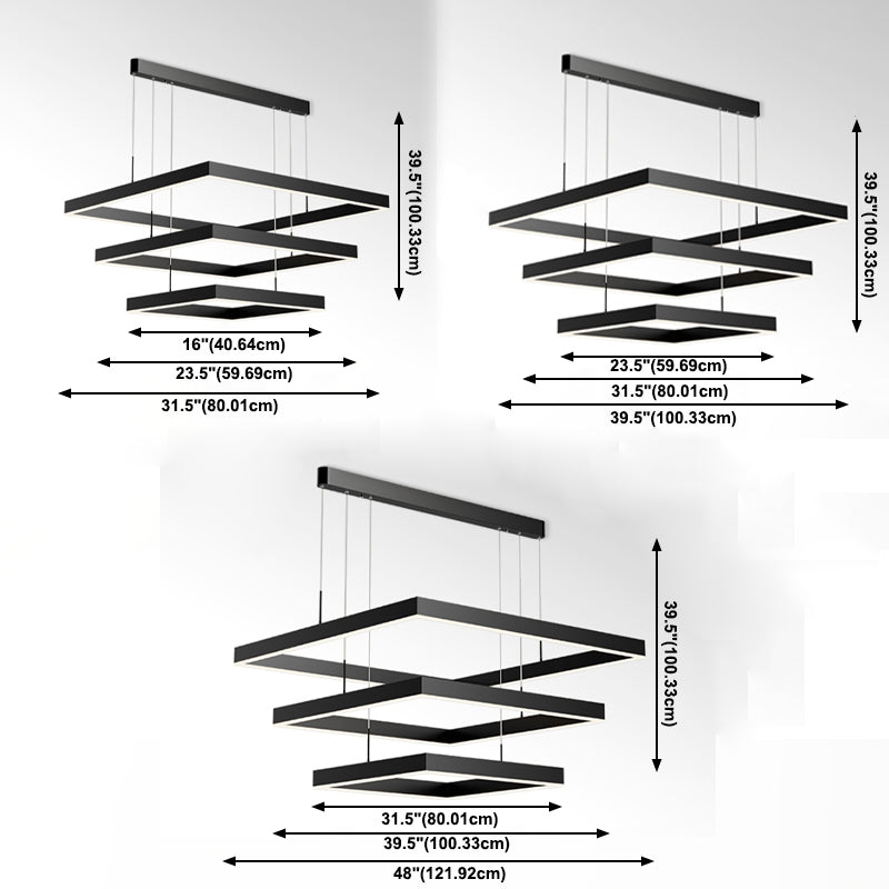 Geometry Shape Hanging Lamp Fixture Modern Style Pendant Lamp in Black for Living Room