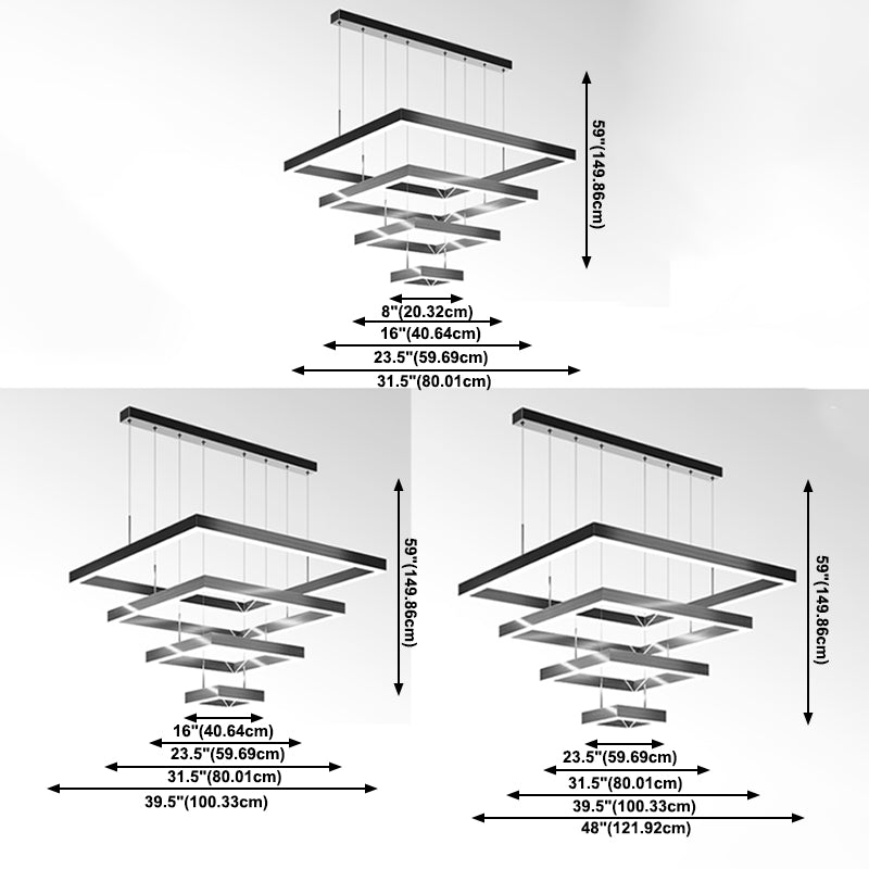 Geometry Shape Hanging Lamp Fixture Modern Style Pendant Lamp in Black for Living Room