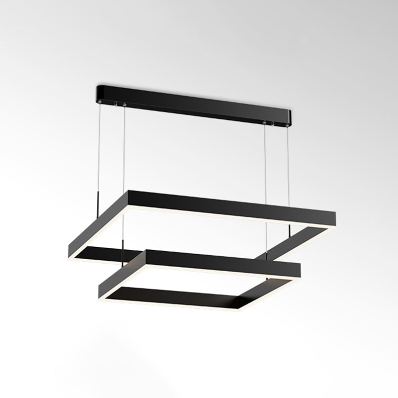 Geometry Shape Hanging Lamp Fixture Modern Style Pendant Lamp in Black for Living Room