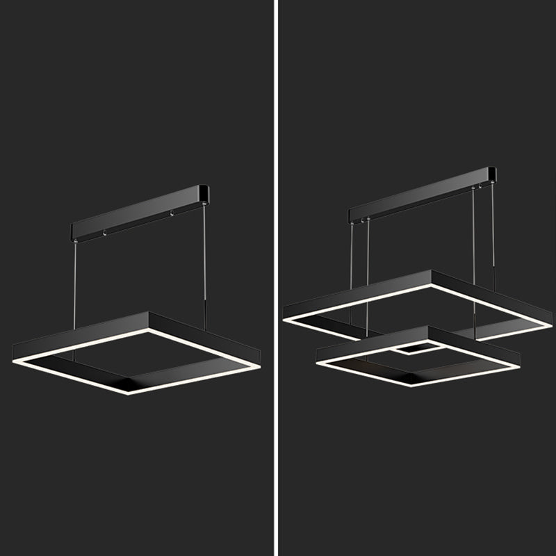 Geometry Shape Hanging Lamp Fixture Modern Style Pendant Lamp in Black for Living Room