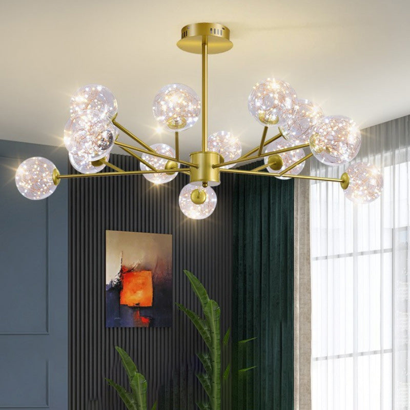 Contemporary Sphere Chandelier Lights Glass Pendant Light in Gold