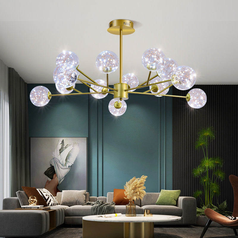 Contemporary Sphere Chandelier Lights Glass Pendant Light in Gold