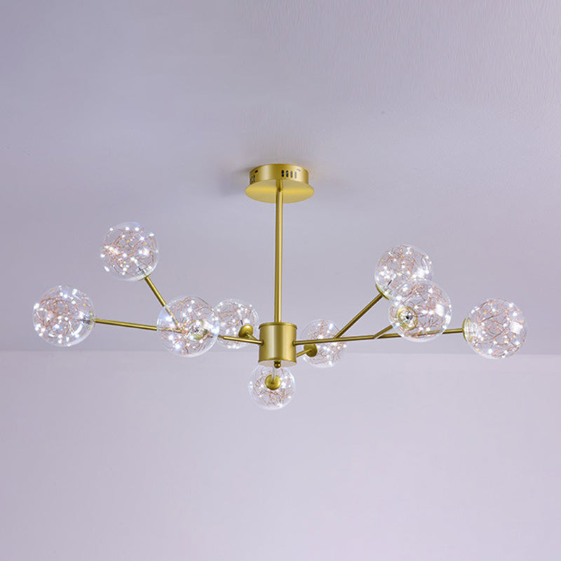 Contemporary Sphere Chandelier Lights Glass Pendant Light in Gold