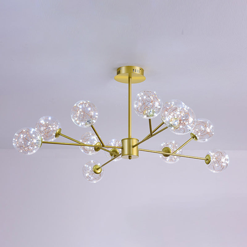 Contemporary Sphere Chandelier Lights Glass Pendant Light in Gold