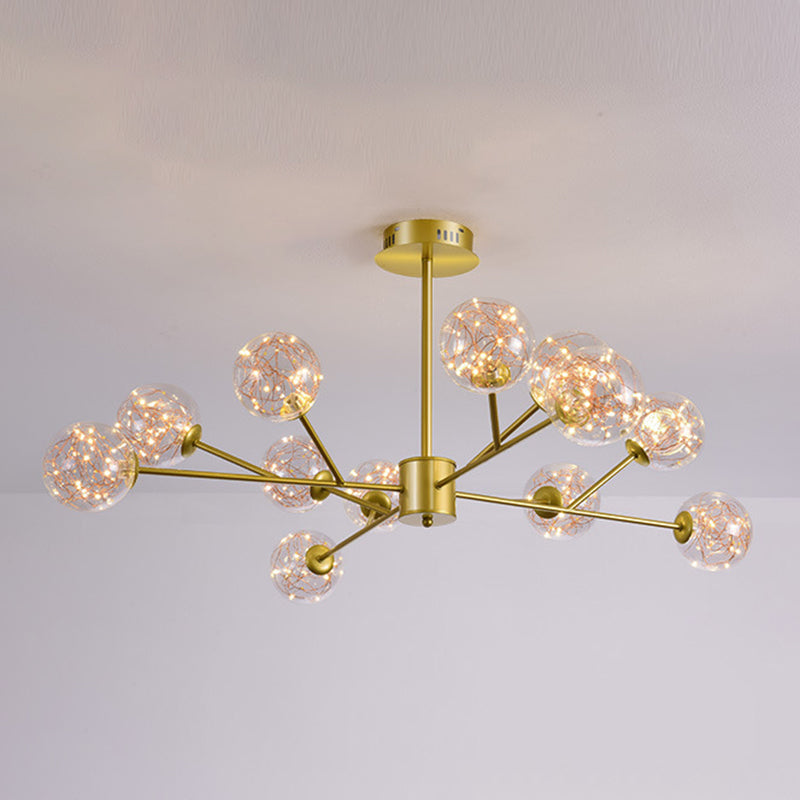Contemporary Sphere Chandelier Lights Glass Pendant Light in Gold