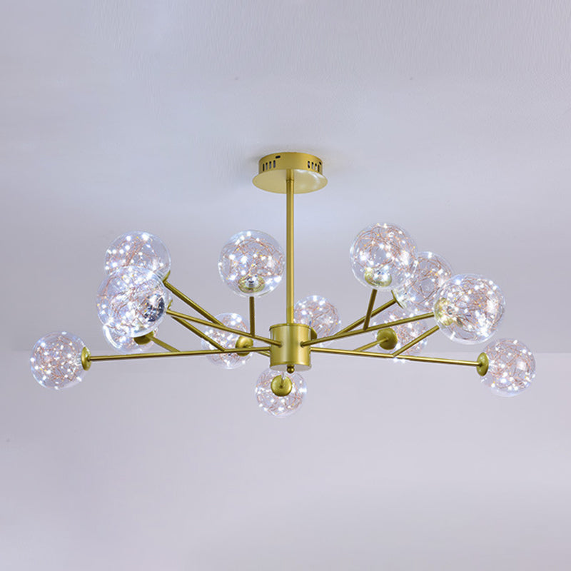 Contemporary Sphere Chandelier Lights Glass Pendant Light in Gold