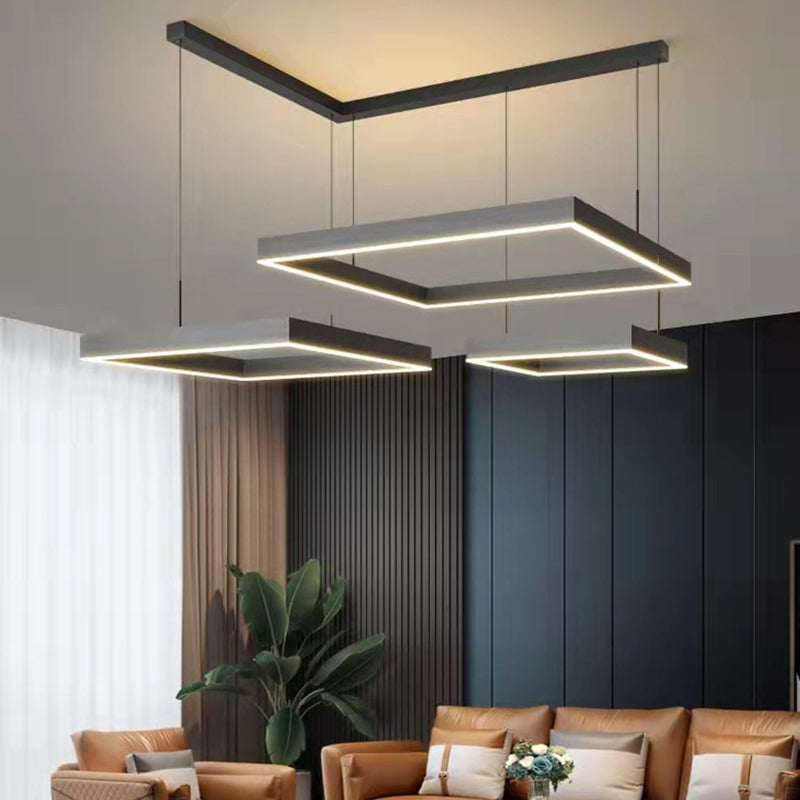 Multi luces lámparas colgantes de vidrio de estilo colgante cuadrado en negro