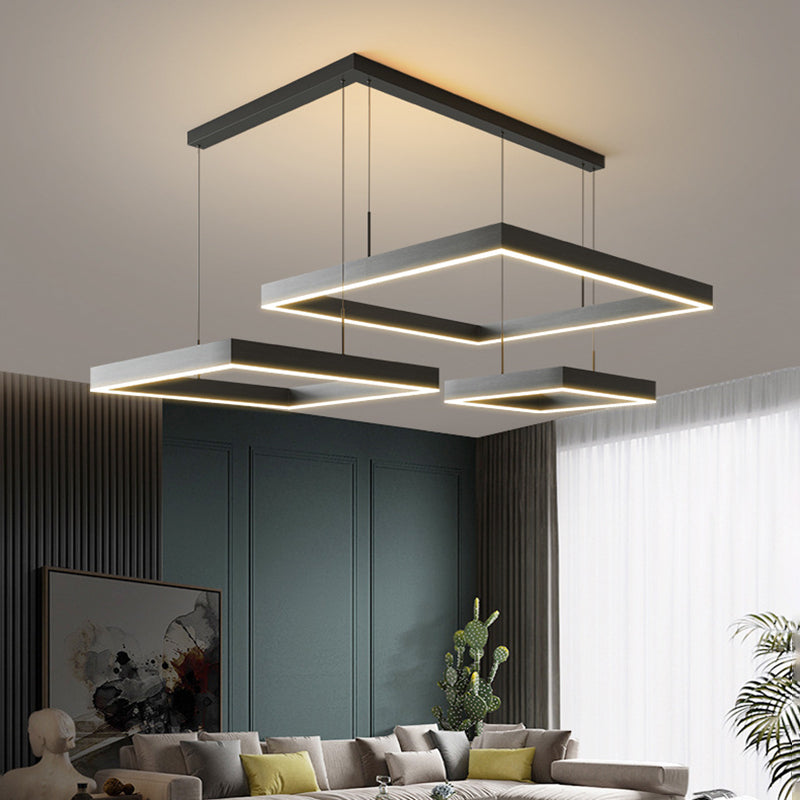 Multi luces lámparas colgantes de vidrio de estilo colgante cuadrado en negro