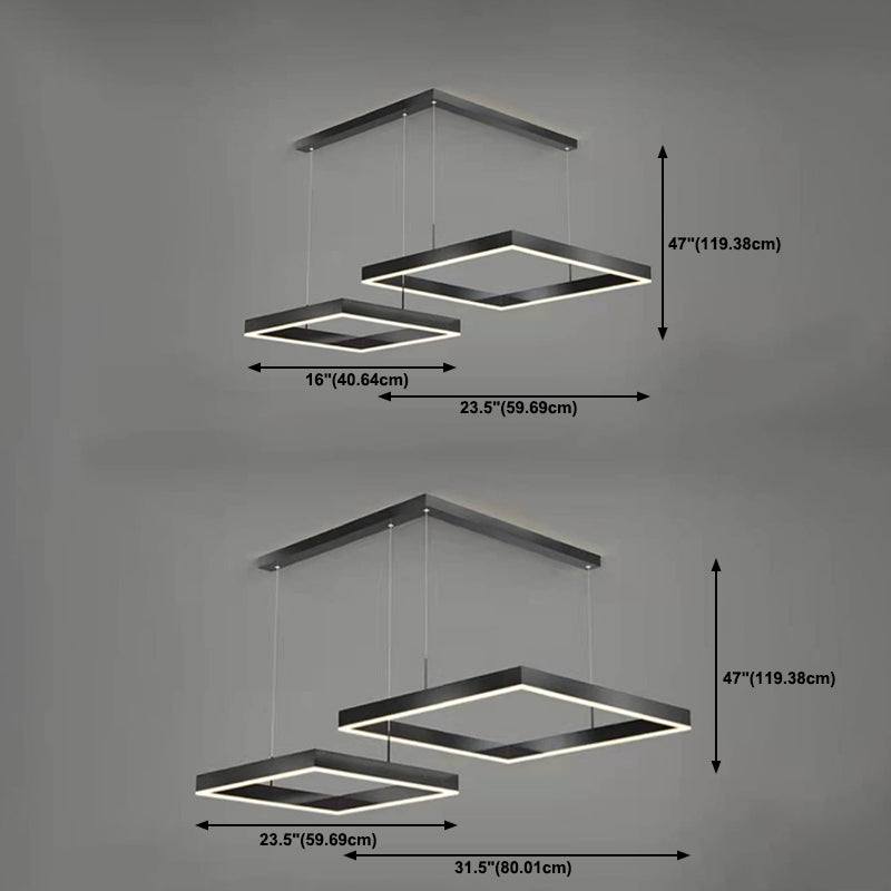 Multi luces lámparas colgantes de vidrio de estilo colgante cuadrado en negro