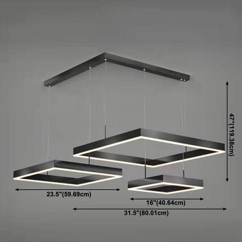 Multi luces lámparas colgantes de vidrio de estilo colgante cuadrado en negro