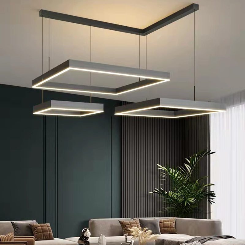 Multi luces lámparas colgantes de vidrio de estilo colgante cuadrado en negro