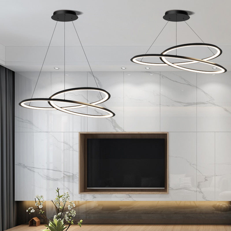 Twisting Shape Metal Chandelier Light Modern 1- Light Chandelier Lighting Fixture in Black