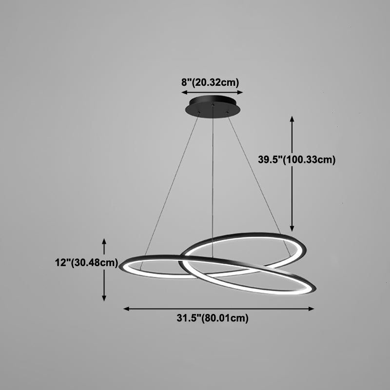 Twisting Shape Metal Chandelier Light Modern 1- Light Chandelier Lighting Fixture in Black