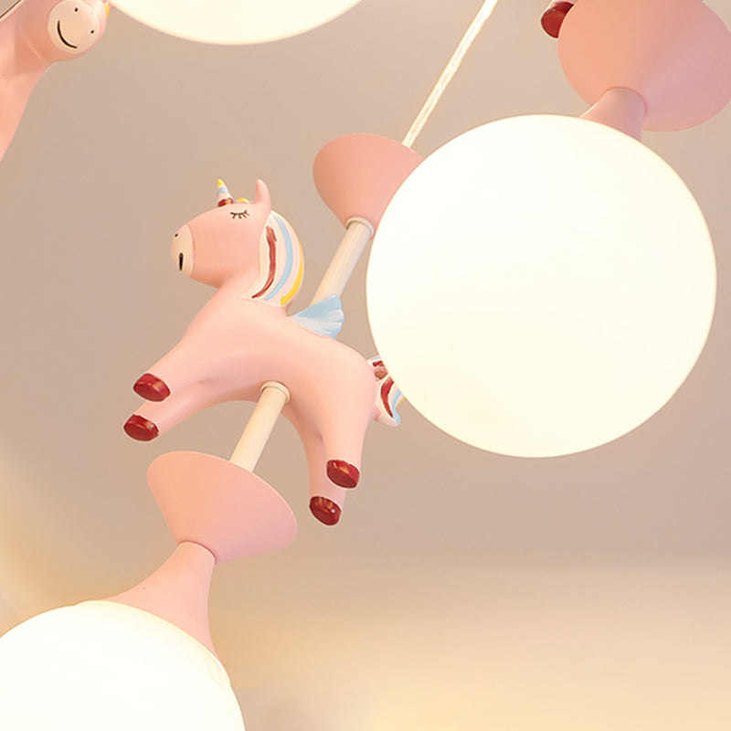 Multi Light Spherical Hanging Pendant Modern Macaron Style Glass Hanging Lighting