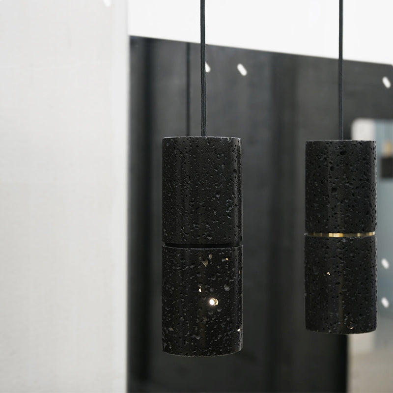 Cement Modern Pendant Light 1-Light Cylinder Ceiling Light Fixture for Dining Room