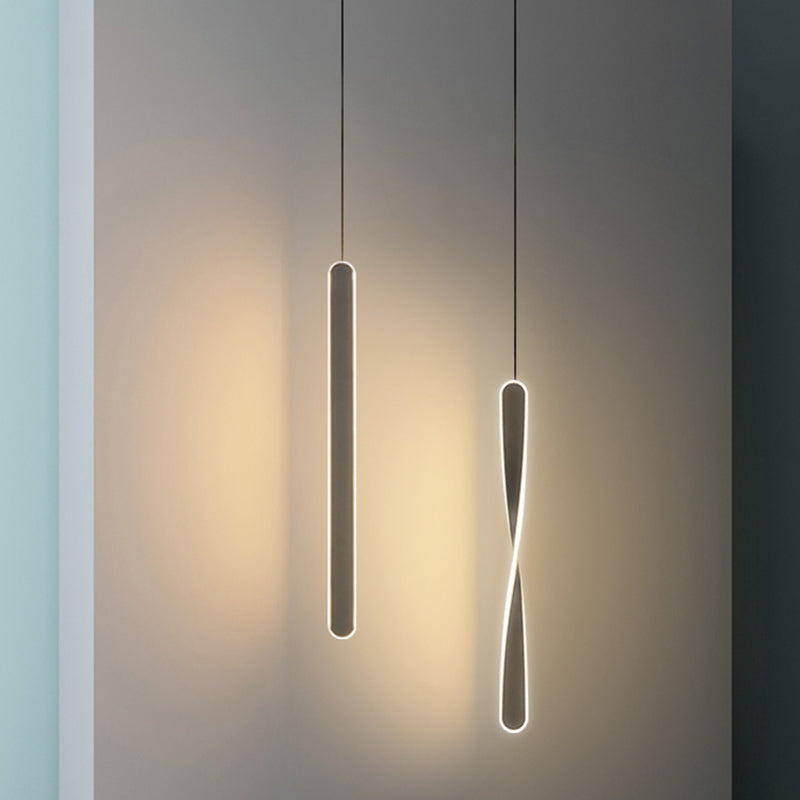 Minimalism LED Pendant Light Acrylic 1-Light Linear Down Lighting for Bedroom